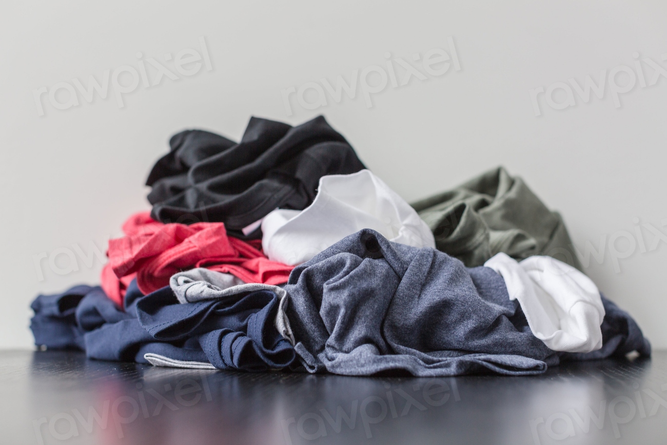 Pile of t-shirts, dirty laundry